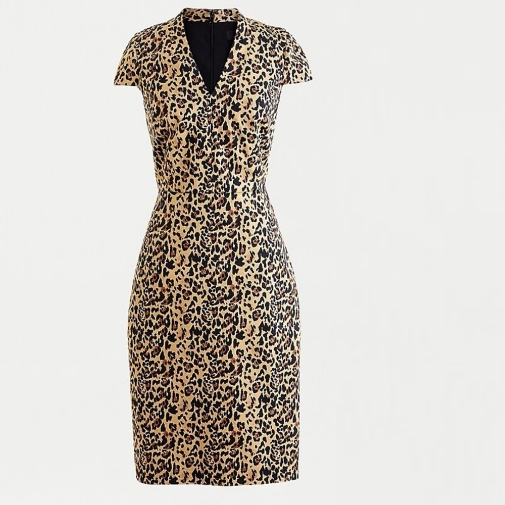 J Crew V Neck Sheath Dress Leopard Print AK630
